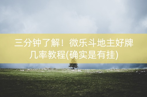 三分钟了解！微乐斗地主好牌几率教程(确实是有挂)