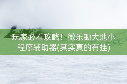 玩家必看攻略！微乐锄大地小程序辅助器(其实真的有挂)
