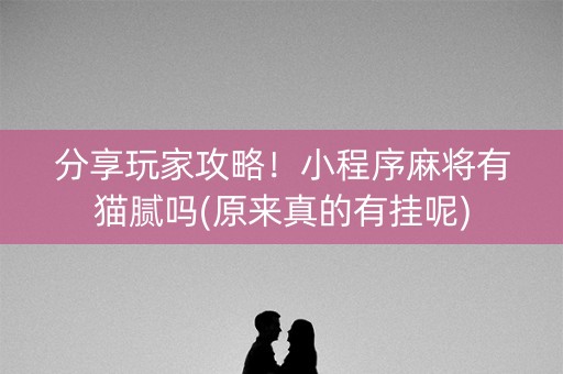 分享玩家攻略！小程序麻将有猫腻吗(原来真的有挂呢)