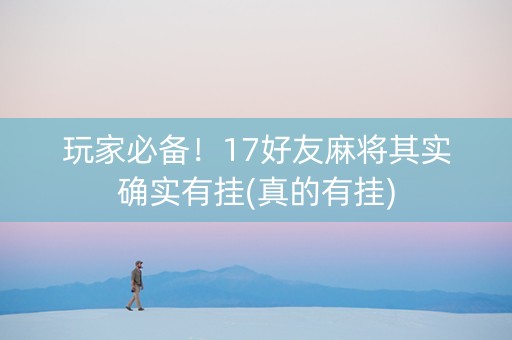 玩家必备！17好友麻将其实确实有挂(真的有挂)