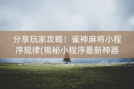 分享玩家攻略！雀神麻将小程序规律(揭秘小程序最新神器下载)