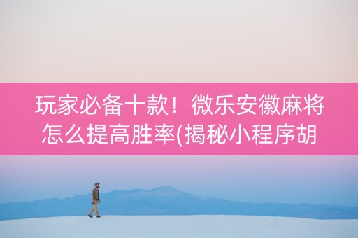玩家必备十款！微乐安徽麻将怎么提高胜率(揭秘小程序胡牌神器)