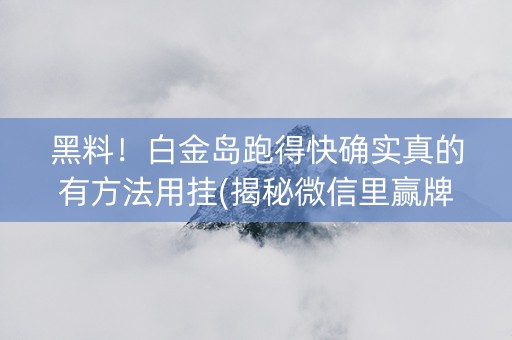 黑料！白金岛跑得快确实真的有方法用挂(揭秘微信里赢牌技巧)