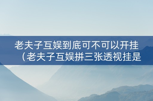 老夫子互娱到底可不可以开挂（老夫子互娱拼三张透视挂是是真的吗）