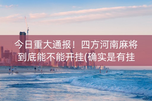 今日重大通报！四方河南麻将到底能不能开挂(确实是有挂)