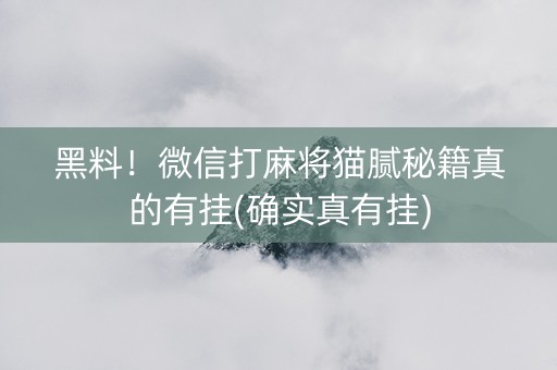 黑料！微信打麻将猫腻秘籍真的有挂(确实真有挂)