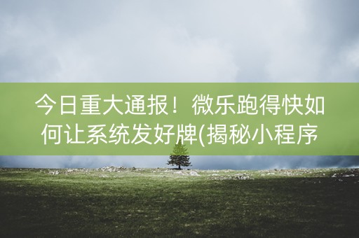 今日重大通报！微乐跑得快如何让系统发好牌(揭秘小程序助赢神器)