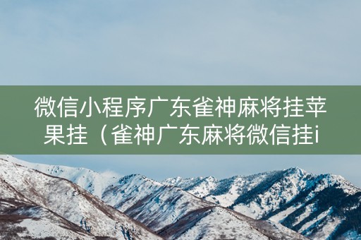微信小程序广东雀神麻将挂苹果挂（雀神广东麻将微信挂ios）