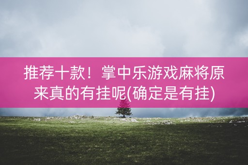推荐十款！掌中乐游戏麻将原来真的有挂呢(确定是有挂)