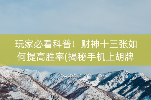 玩家必看科普！财神十三张如何提高胜率(揭秘手机上胡牌技巧)