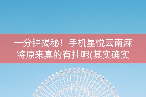 一分钟揭秘！手机星悦云南麻将原来真的有挂呢(其实确实有挂)