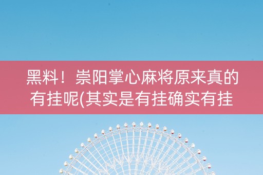 黑料！崇阳掌心麻将原来真的有挂呢(其实是有挂确实有挂)