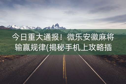 今日重大通报！微乐安徽麻将输赢规律(揭秘手机上攻略插件)