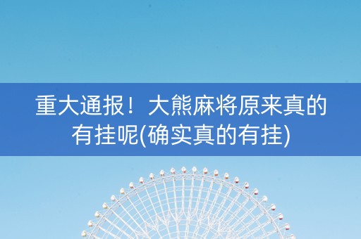 重大通报！大熊麻将原来真的有挂呢(确实真的有挂)