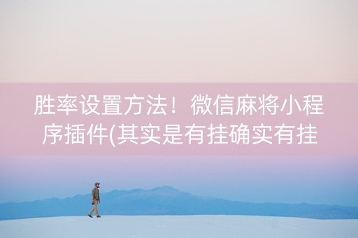 胜率设置方法！微信麻将小程序插件(其实是有挂确实有挂)