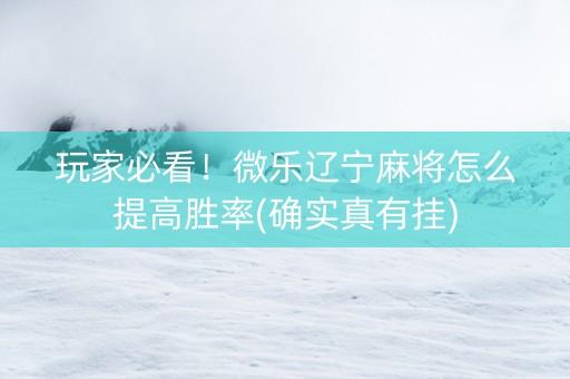 玩家必看！微乐辽宁麻将怎么提高胜率(确实真有挂)