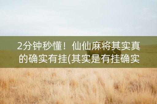 2分钟秒懂！仙仙麻将其实真的确实有挂(其实是有挂确实有挂)