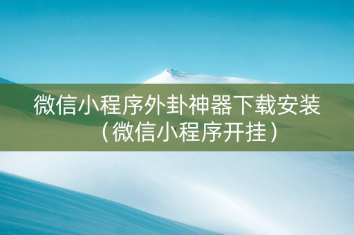 微信小程序外卦神器下载安装（微信小程序开挂）