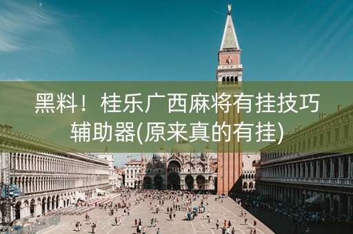 黑料！桂乐广西麻将有挂技巧辅助器(原来真的有挂)