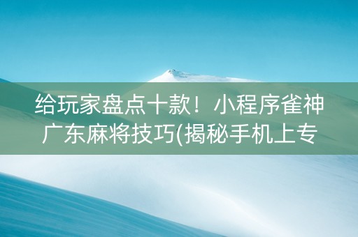 给玩家盘点十款！小程序雀神广东麻将技巧(揭秘手机上专用神器下载)
