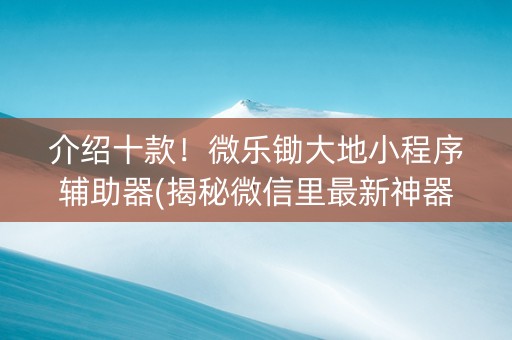 介绍十款！微乐锄大地小程序辅助器(揭秘微信里最新神器下载)