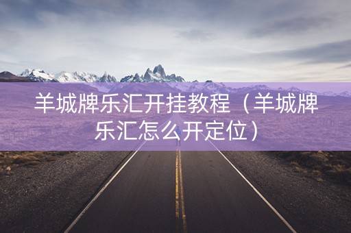 羊城牌乐汇开挂教程（羊城牌乐汇怎么开定位）
