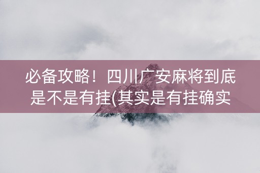 必备攻略！四川广安麻将到底是不是有挂(其实是有挂确实有挂)