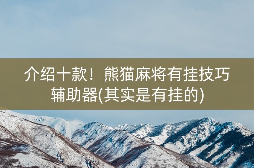 介绍十款！熊猫麻将有挂技巧辅助器(其实是有挂的)