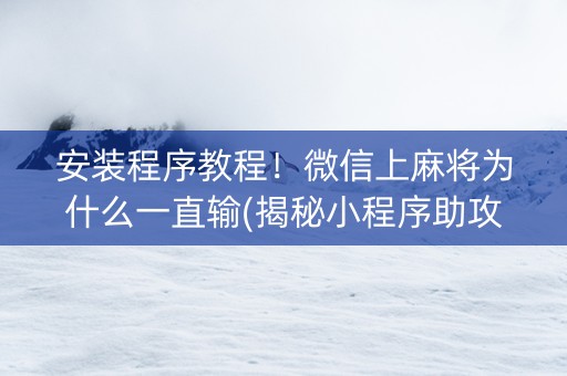 安装程序教程！微信上麻将为什么一直输(揭秘小程序助攻神器)