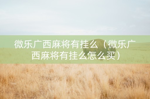 微乐广西麻将有挂么（微乐广西麻将有挂么怎么买）