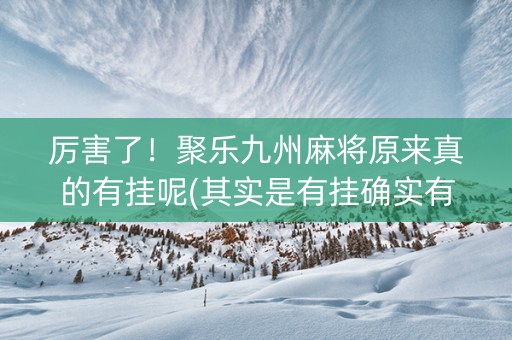 厉害了！聚乐九州麻将原来真的有挂呢(其实是有挂确实有挂)