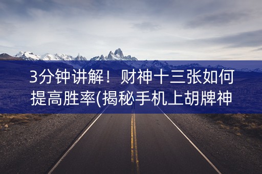 3分钟讲解！财神十三张如何提高胜率(揭秘手机上胡牌神器)