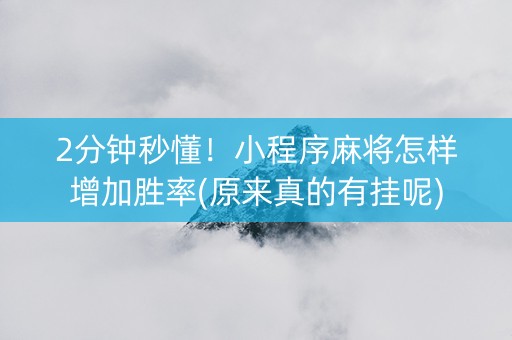 2分钟秒懂！小程序麻将怎样增加胜率(原来真的有挂呢)