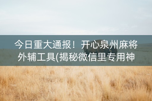 今日重大通报！开心泉州麻将外辅工具(揭秘微信里专用神器)