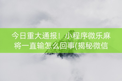 今日重大通报！小程序微乐麻将一直输怎么回事(揭秘微信里系统发好牌)