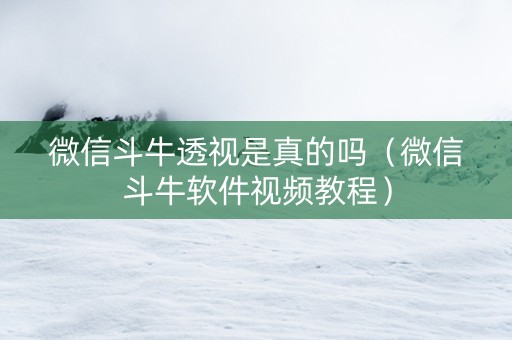 微信斗牛透视是真的吗（微信斗牛软件视频教程）