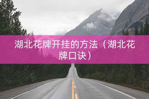 湖北花牌开挂的方法（湖北花牌口诀）
