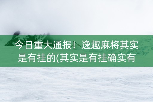 今日重大通报！逸趣麻将其实是有挂的(其实是有挂确实有挂)