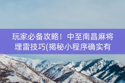 玩家必备攻略！中至南昌麻将埋雷技巧(揭秘小程序确实有猫腻)