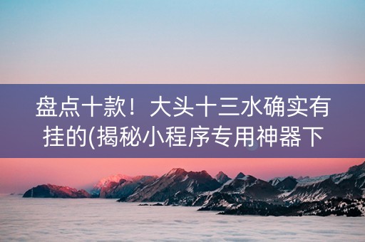 盘点十款！大头十三水确实有挂的(揭秘小程序专用神器下载)