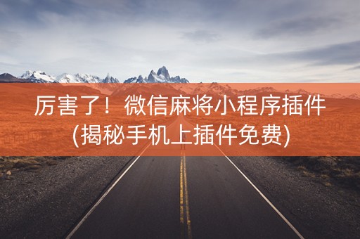 厉害了！微信麻将小程序插件(揭秘手机上插件免费)