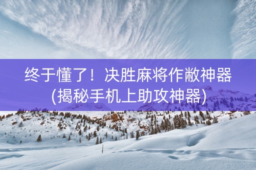 终于懂了！决胜麻将作敝神器(揭秘手机上助攻神器)