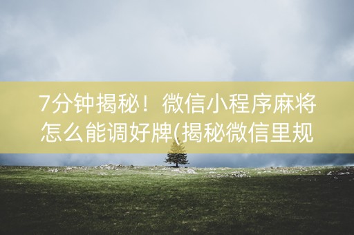 7分钟揭秘！微信小程序麻将怎么能调好牌(揭秘微信里规律攻略)