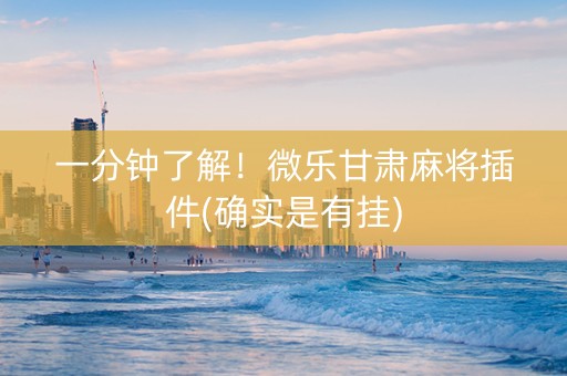 一分钟了解！微乐甘肃麻将插件(确实是有挂)