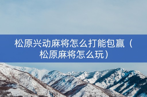松原兴动麻将怎么打能包赢（松原麻将怎么玩）
