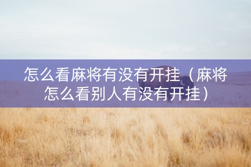 怎么看麻将有没有开挂（麻将怎么看别人有没有开挂）