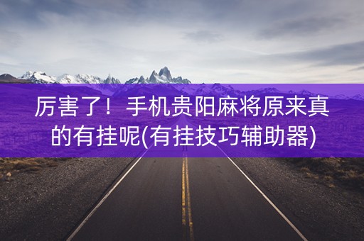 厉害了！手机贵阳麻将原来真的有挂呢(有挂技巧辅助器)