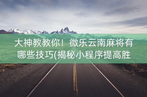 大神教教你！微乐云南麻将有哪些技巧(揭秘小程序提高胜率)