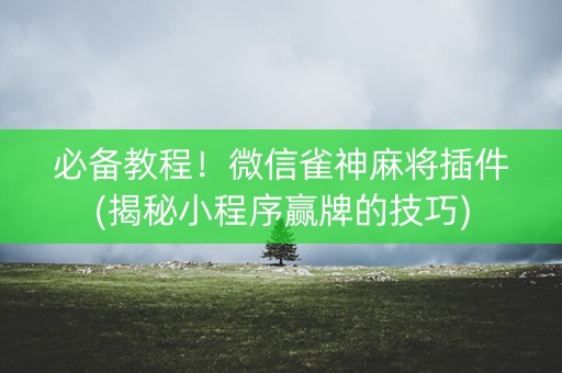 必备教程！微信雀神麻将插件(揭秘小程序赢牌的技巧)