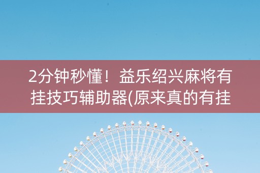 2分钟秒懂！益乐绍兴麻将有挂技巧辅助器(原来真的有挂)